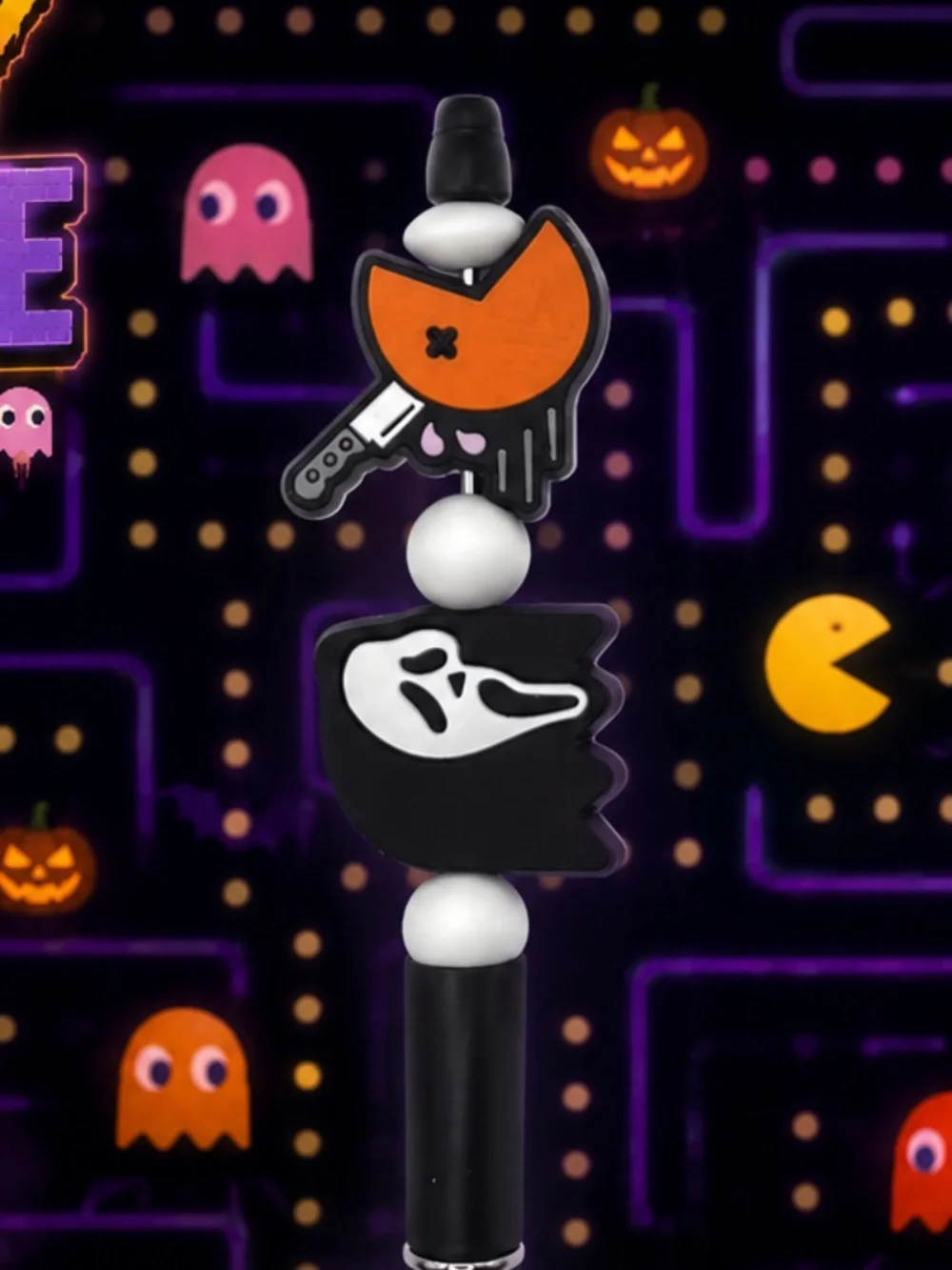 Spooky Arcade Ghost Beaded Pen